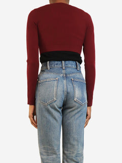 Redcurrant cropped wool cardigan - size UK 8 Knitwear Alaia 