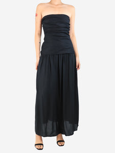 Faithfull The Brand Black strapless linen midi dress - size S