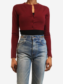Redcurrant cropped wool cardigan - size UK 8 Knitwear Alaia 