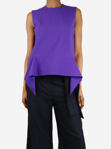 Victoria Victoria Beckham Purple sleeveless ruffled peplum top - size UK 8