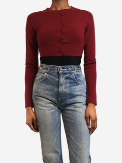 Redcurrant cropped wool cardigan - size UK 8 Knitwear Alaia 
