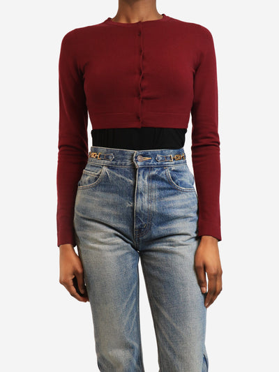 Redcurrant cropped wool cardigan - size UK 8 Knitwear Alaia 