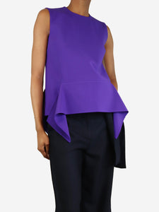 Victoria Victoria Beckham Purple sleeveless ruffled peplum top - size UK 8