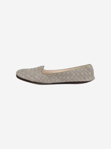 Bottega Veneta Grey Intrecciato suede flats - size EU 37