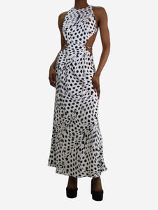 Brandon Maxwell White sleeveless cutout polka dot dress - size US 2
