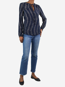 Vanessa Seward Blue star-printed silk shirt - size FR 34