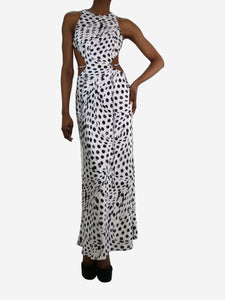 Brandon Maxwell White sleeveless cutout polka dot dress - size US 2