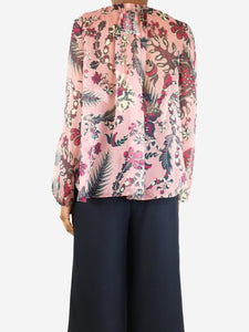 Chloe Pink printed silk blouse - size UK 6