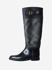 Burberry Black check knee-high boots - size EU 37