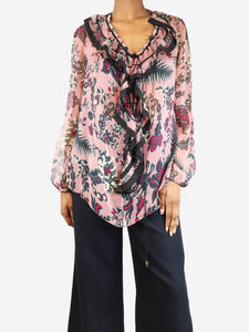 Chloe Pink printed silk blouse - size UK 6