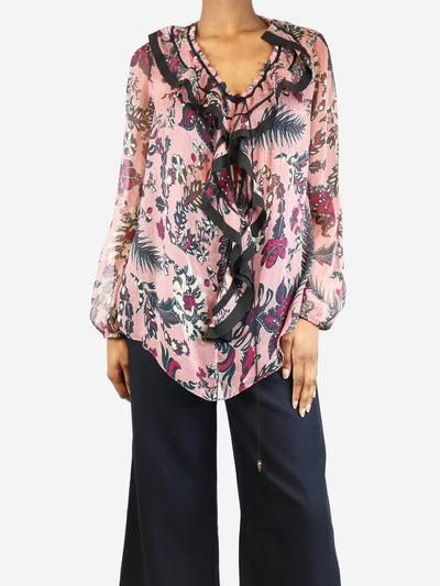 Pink printed silk blouse - size UK 6 Tops Chloe 