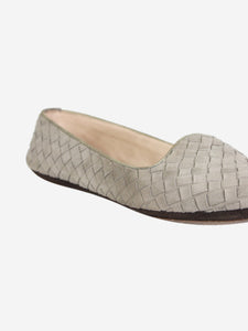 Bottega Veneta Grey Intrecciato suede flats - size EU 37