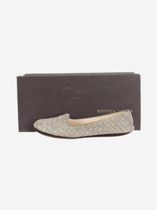 Bottega Veneta Grey Intrecciato suede flats - size EU 37