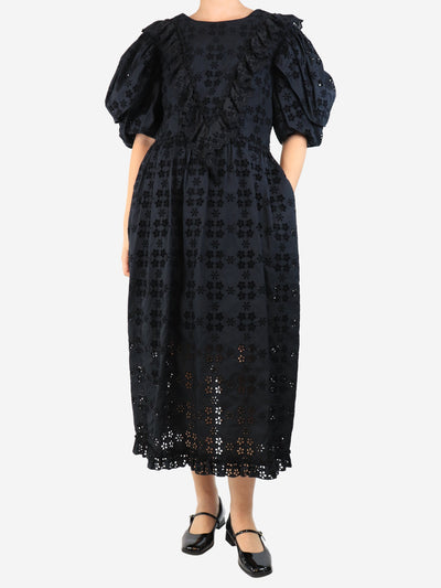 Black broderie-anglaise midi dress - size UK 12 Dresses Simone Rocha 