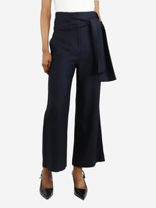 Victoria Victoria Beckham Blue high-waisted wide-leg wool trousers - size UK 8