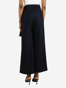 Victoria Victoria Beckham Blue high-waisted wide-leg wool trousers - size UK 8