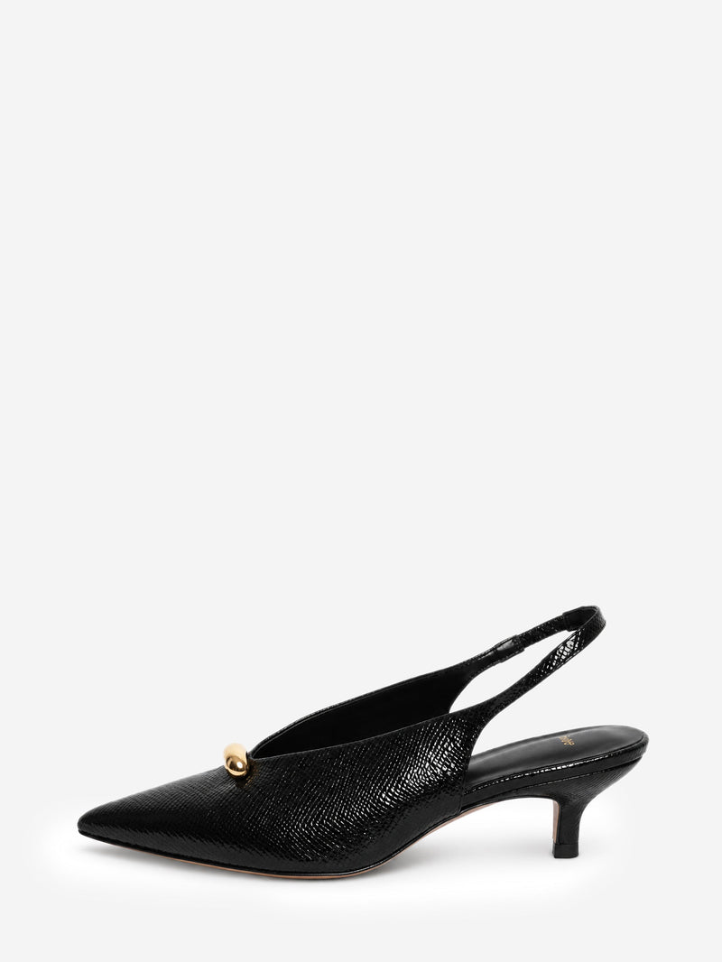 Black viper-effect leather pointed slingbacks - size EU 37 Shoes Maje 