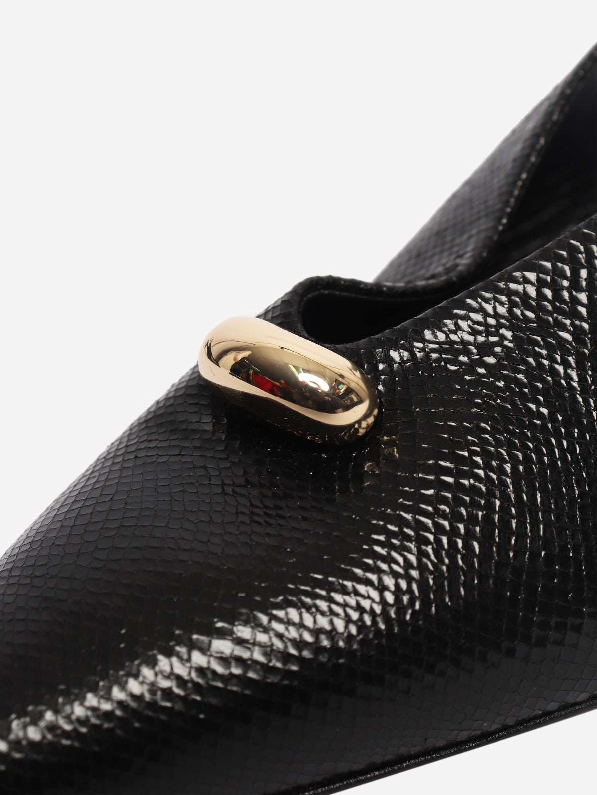 Black viper-effect leather pointed slingbacks - size EU 37 Shoes Maje 