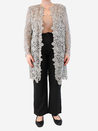Grey lace embroidered coat - size UK 14 Coats & Jackets Ralph Lauren 