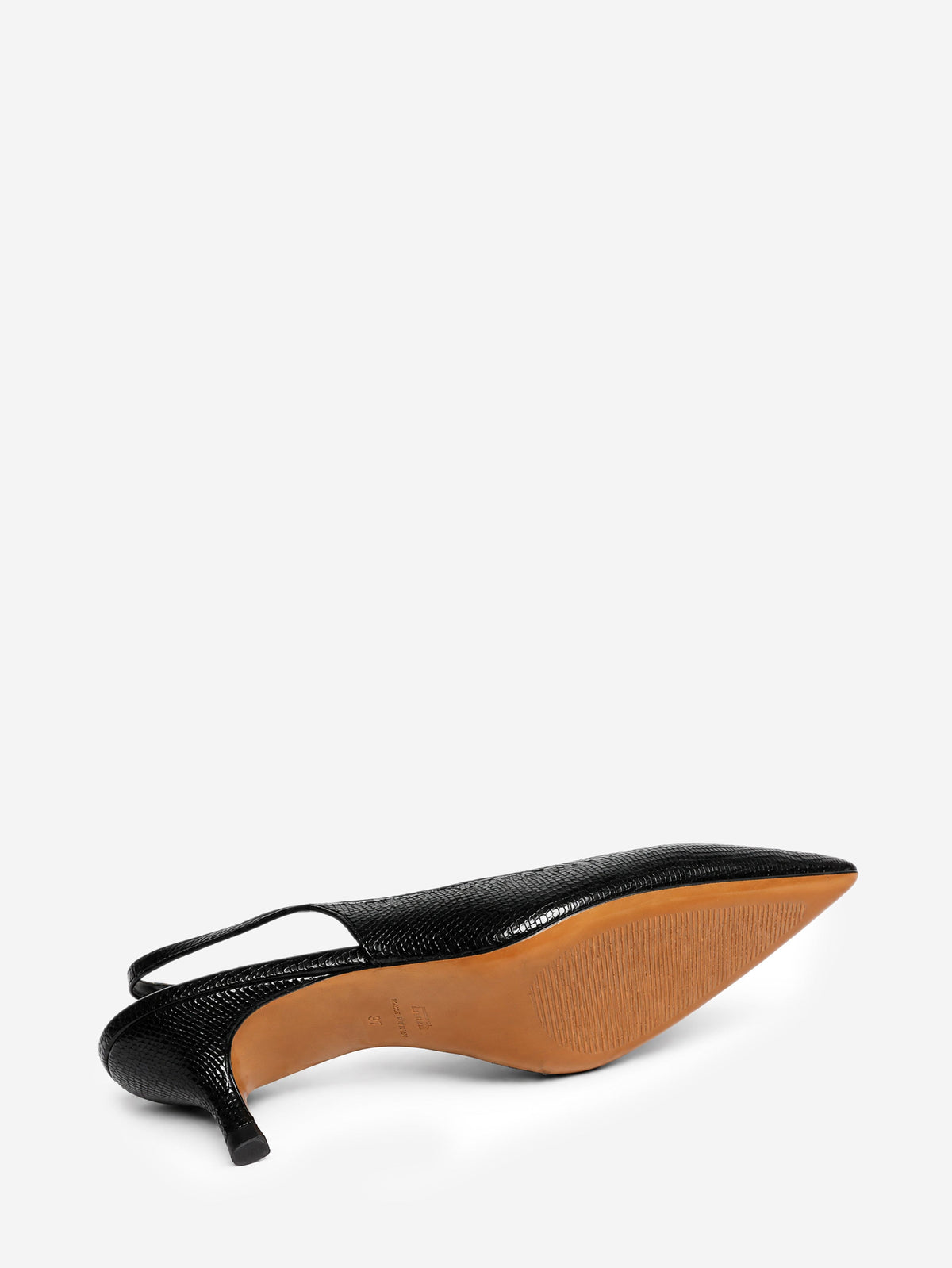 Black viper-effect leather pointed slingbacks - size EU 37 Shoes Maje 