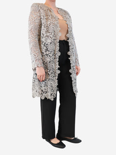 Grey lace embroidered coat - size UK 14 Coats & Jackets Ralph Lauren 