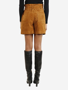 Claudie Pierlot Brown suede belted shorts - size UK 6