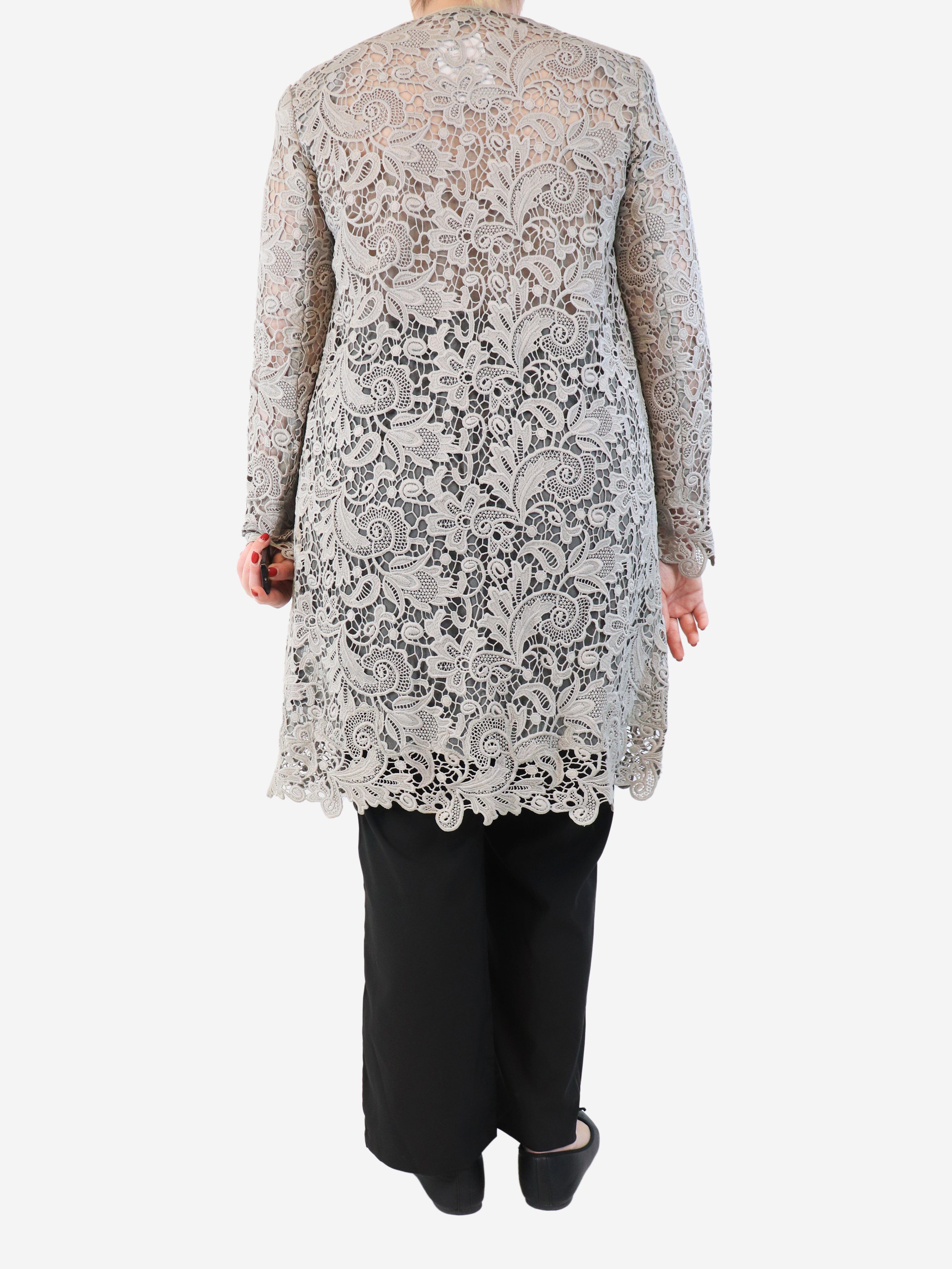 Grey lace embroidered coat - size UK 14 Coats & Jackets Ralph Lauren 