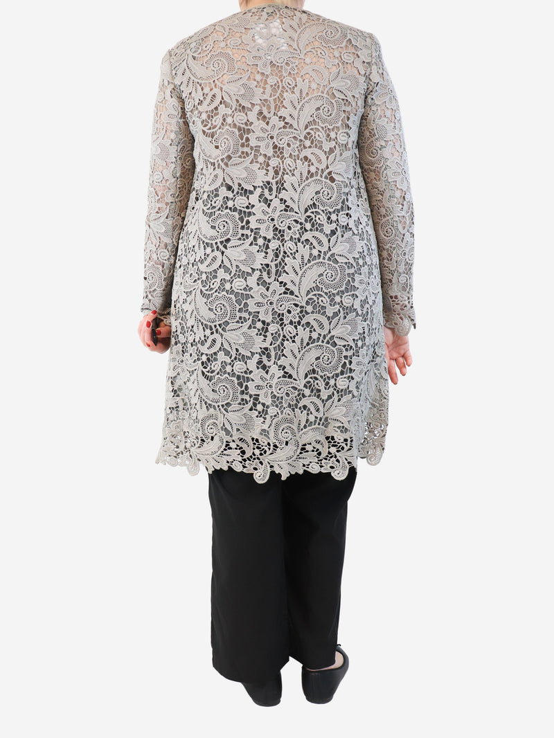 Grey lace embroidered coat - size UK 14 Coats & Jackets Ralph Lauren 