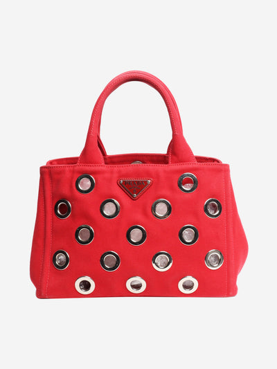 Red canvas eyelet 2way tote Shoulder bags Prada 