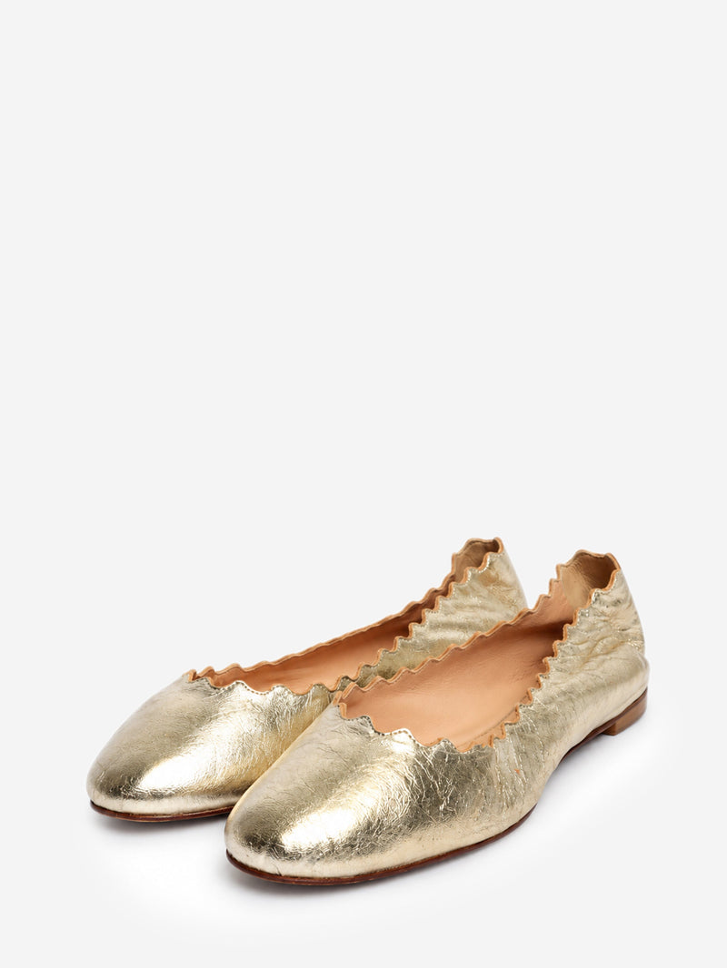 Gold metallic leather Lauren ballet flats - size EU 37 Flat Sandals Chloe 