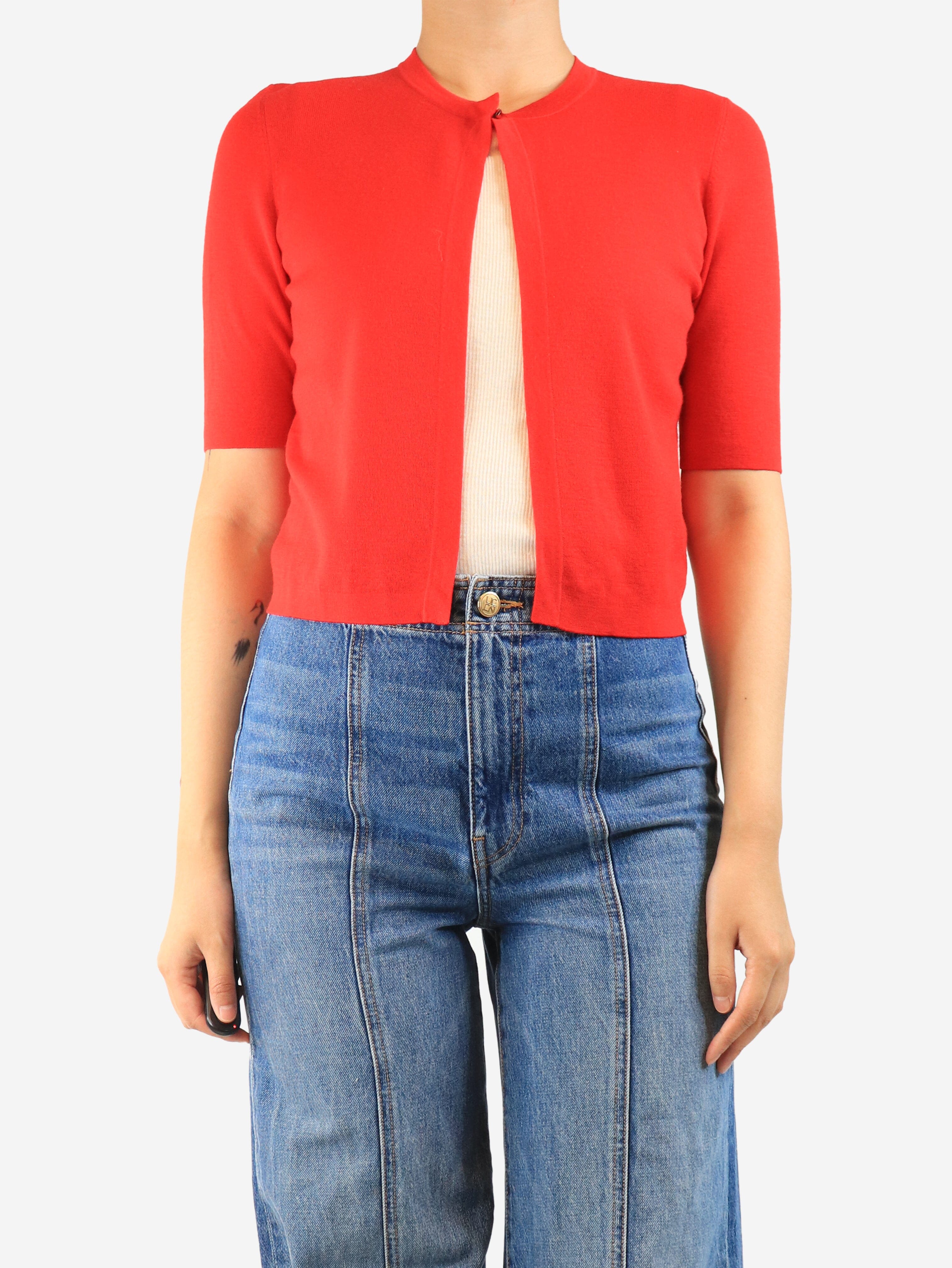 Red cropped cardigan - size UK 14 Knitwear Akris 