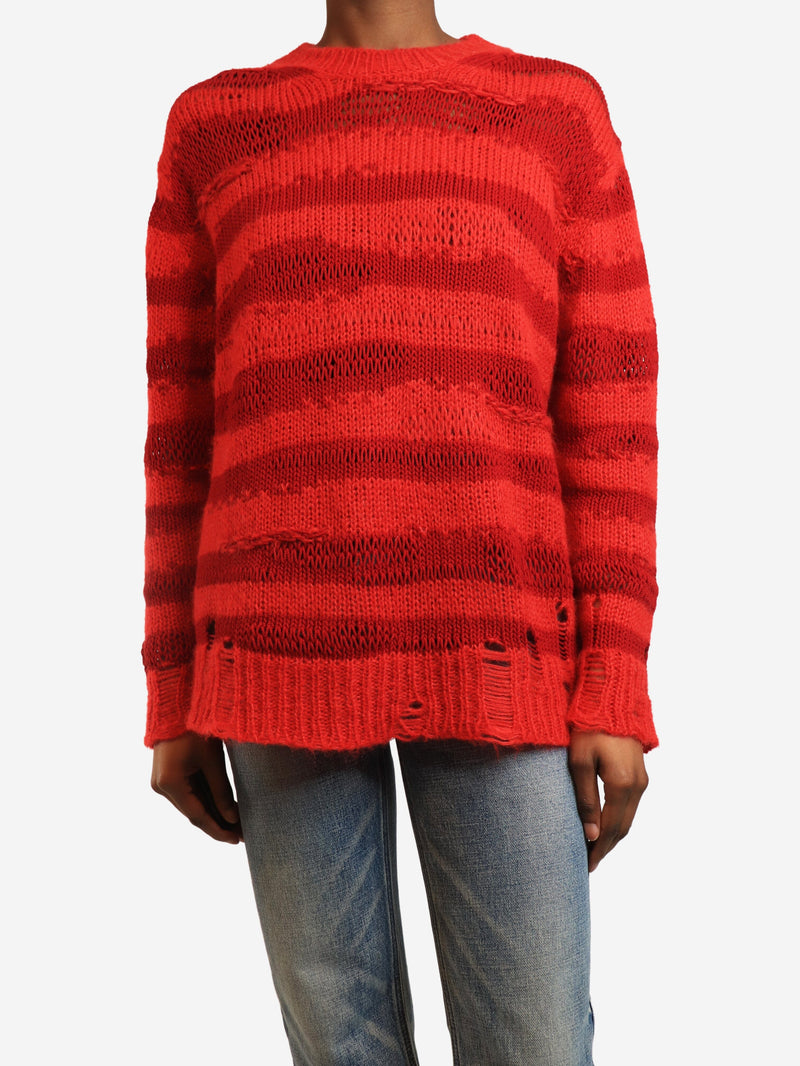 distressed striped sweater