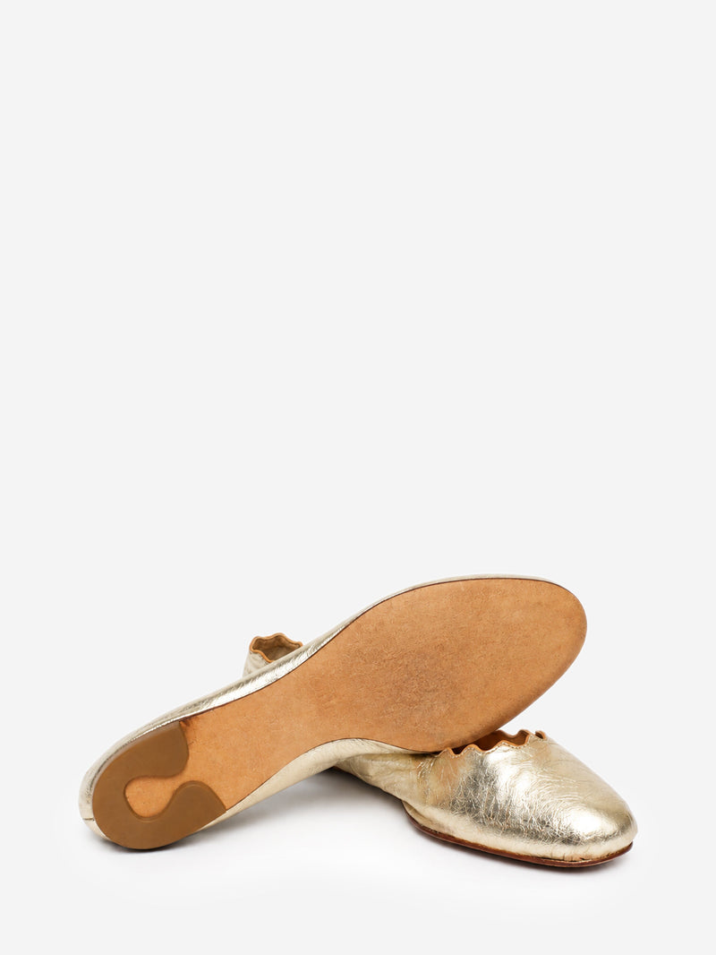 Gold metallic leather Lauren ballet flats - size EU 37 Flat Sandals Chloe 