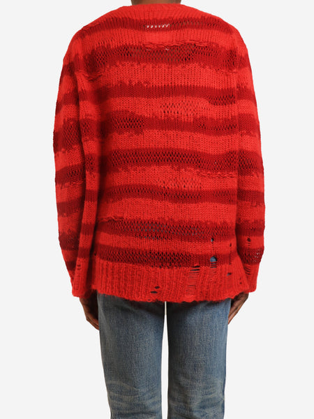 Red distressed striped sweater - size XS alternate image