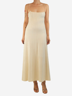 Ivory Carlotta ribbed midi dress - size UK 12