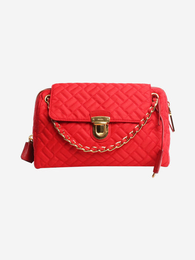 Red quilted Tessuto nylon flap bag Shoulder bags Prada 