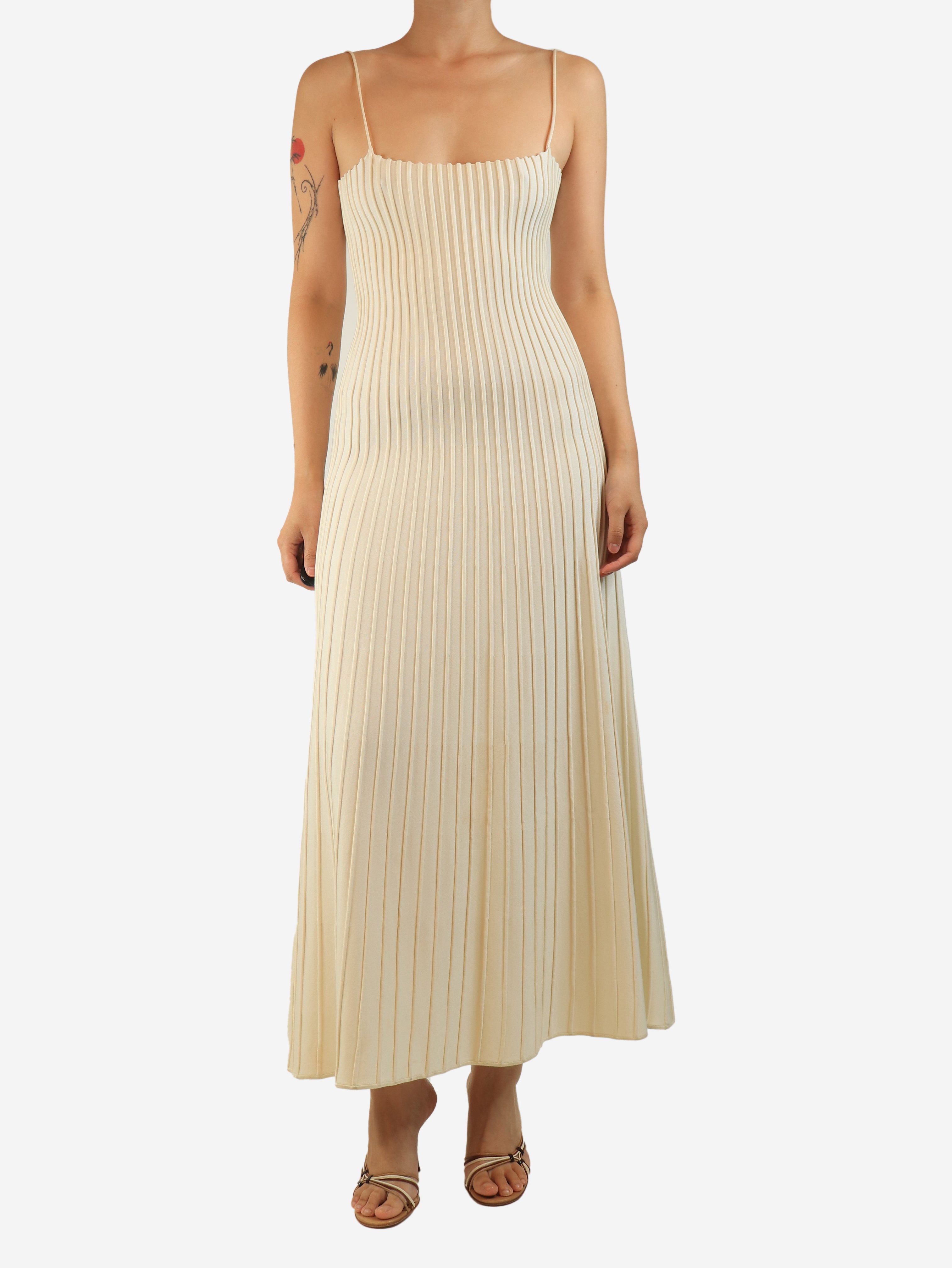 Ivory Carlotta ribbed midi dress - size UK 12