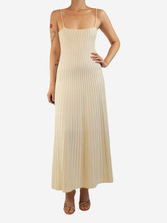 Ivory Carlotta ribbed midi dress - size UK 12