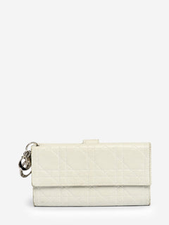 White vintage Cannage quilted long wallet Wallets, Purses & Small Leather Goods Christian Dior 