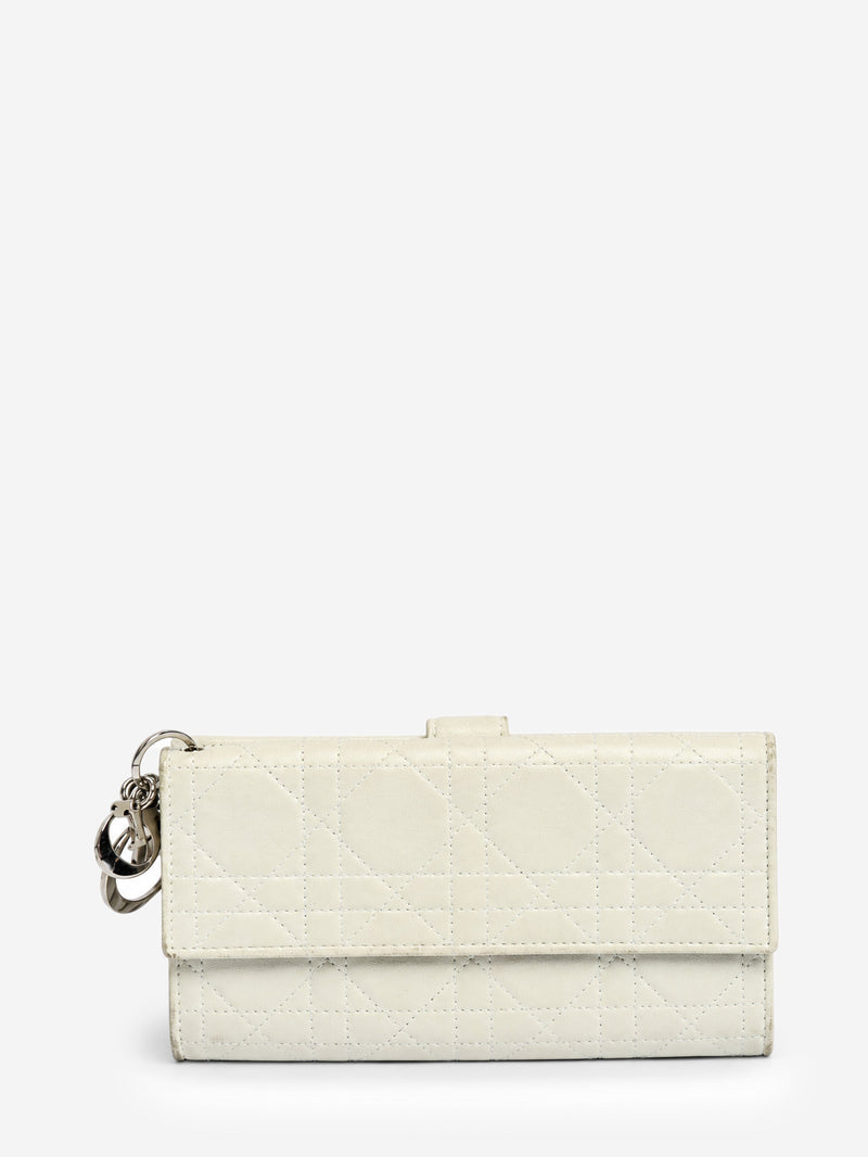 White vintage Cannage quilted long wallet Wallets, Purses & Small Leather Goods Christian Dior 