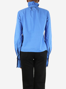 JW Anderson Blue ruffle trim cotton shirt - size UK 6