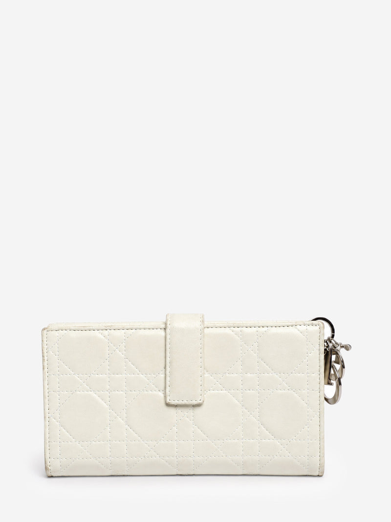 White vintage Cannage quilted long wallet Wallets, Purses & Small Leather Goods Christian Dior 