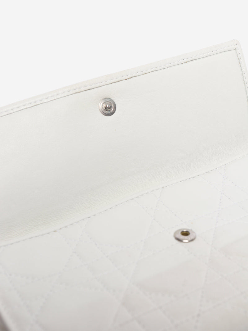 White vintage Cannage quilted long wallet Wallets, Purses & Small Leather Goods Christian Dior 