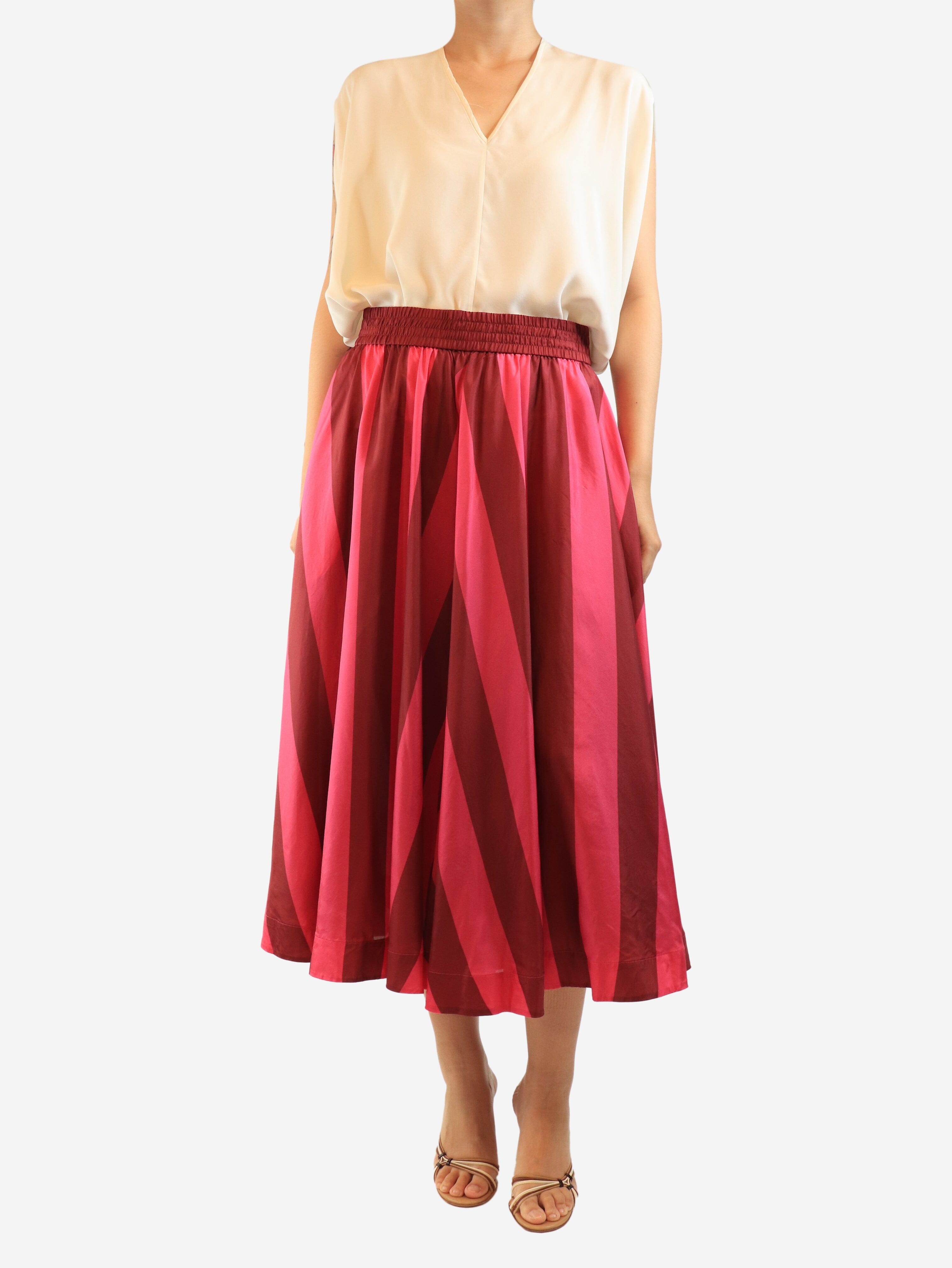 Pink and burgundy silk chevron-print midi skirt - size UK 12 Skirts Zimmermann 