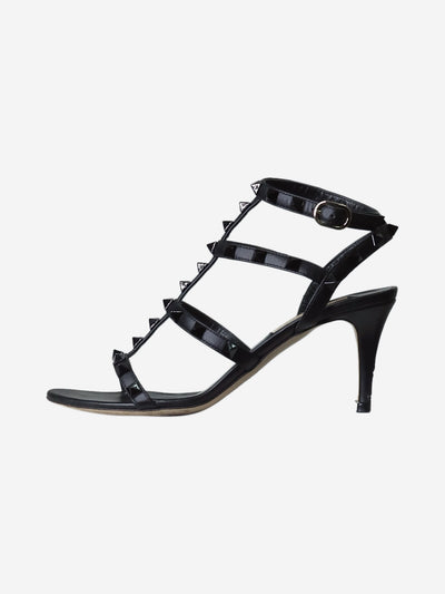 Black rockstud high-heel leather sandals - size EU 35