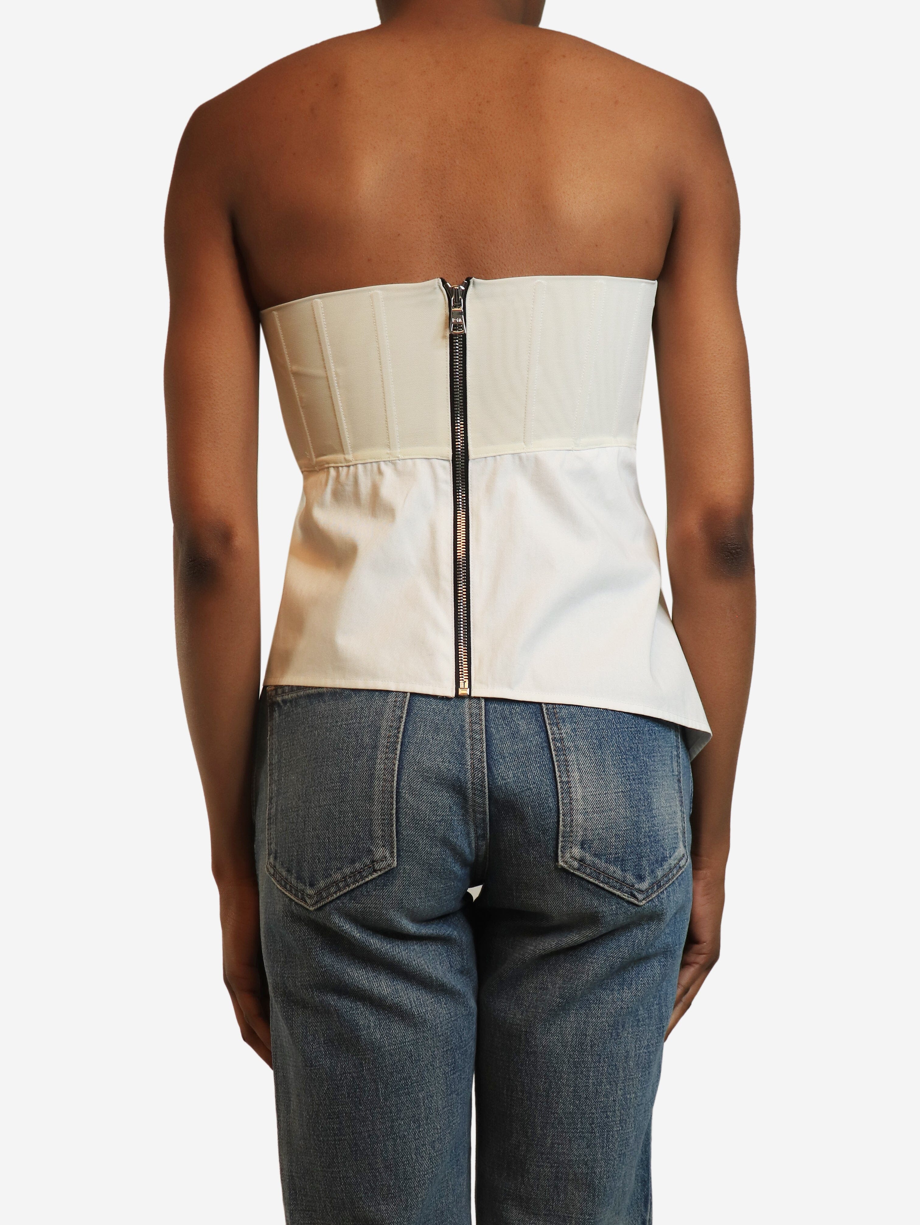 White strapless asymmetric bustier top - size S Tops RTA 