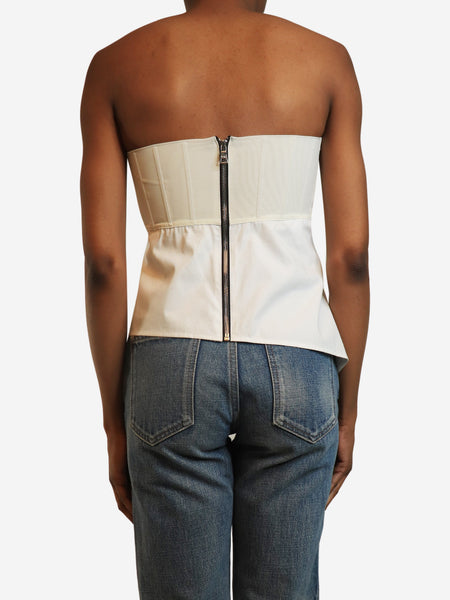 White strapless asymmetric bustier top - size S alternate image