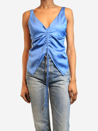 Klara blue satin ruched top - size XS Tops Nanushka 