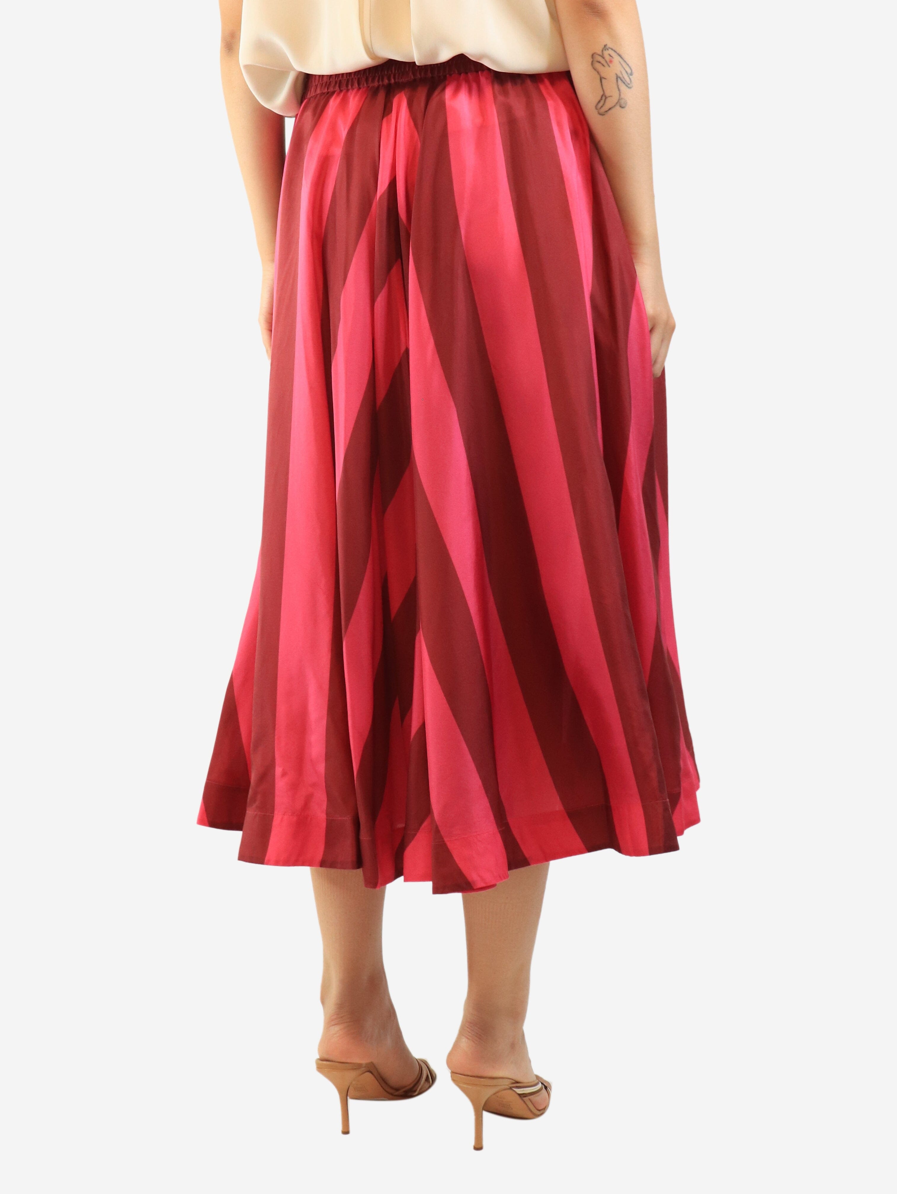 Pink and burgundy silk chevron-print midi skirt - size UK 12 Skirts Zimmermann 
