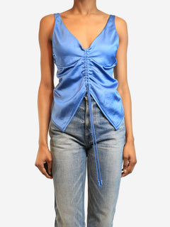 Klara blue satin ruched top - size XS Tops Nanushka 